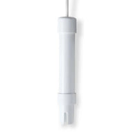 White conductivity probe with a cable extending from the top and a slit at the bottom.