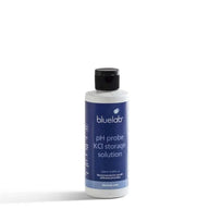 Bluelab pH probe KCl storage solution bottle with blue label and white cap.