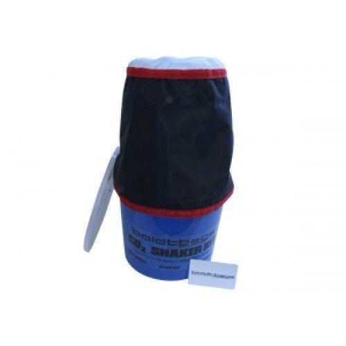 Boldtbags CO2 Shaker Kit: blue bucket with black, red, and white mesh bag and white label.
