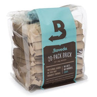 A 20-pack brick of Boveda 62% humidity control packs, packaged in clear plastic.