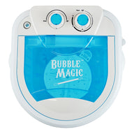 Top view of a white and blue Bubble Magic portable washing machine with dual control knobs.