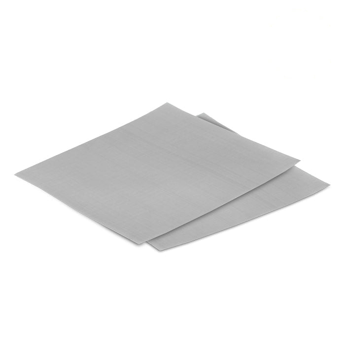 Two gray mesh screens, possibly for extractions, layered on a white background.