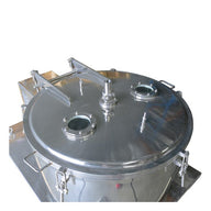 Stainless steel extraction machine with two circular viewports on the lid, one central fitting, and latches.