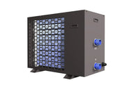 HydroFrost 3HP water chiller with hexagonal grille, blue inlet/outlet ports, and black housing on white background.