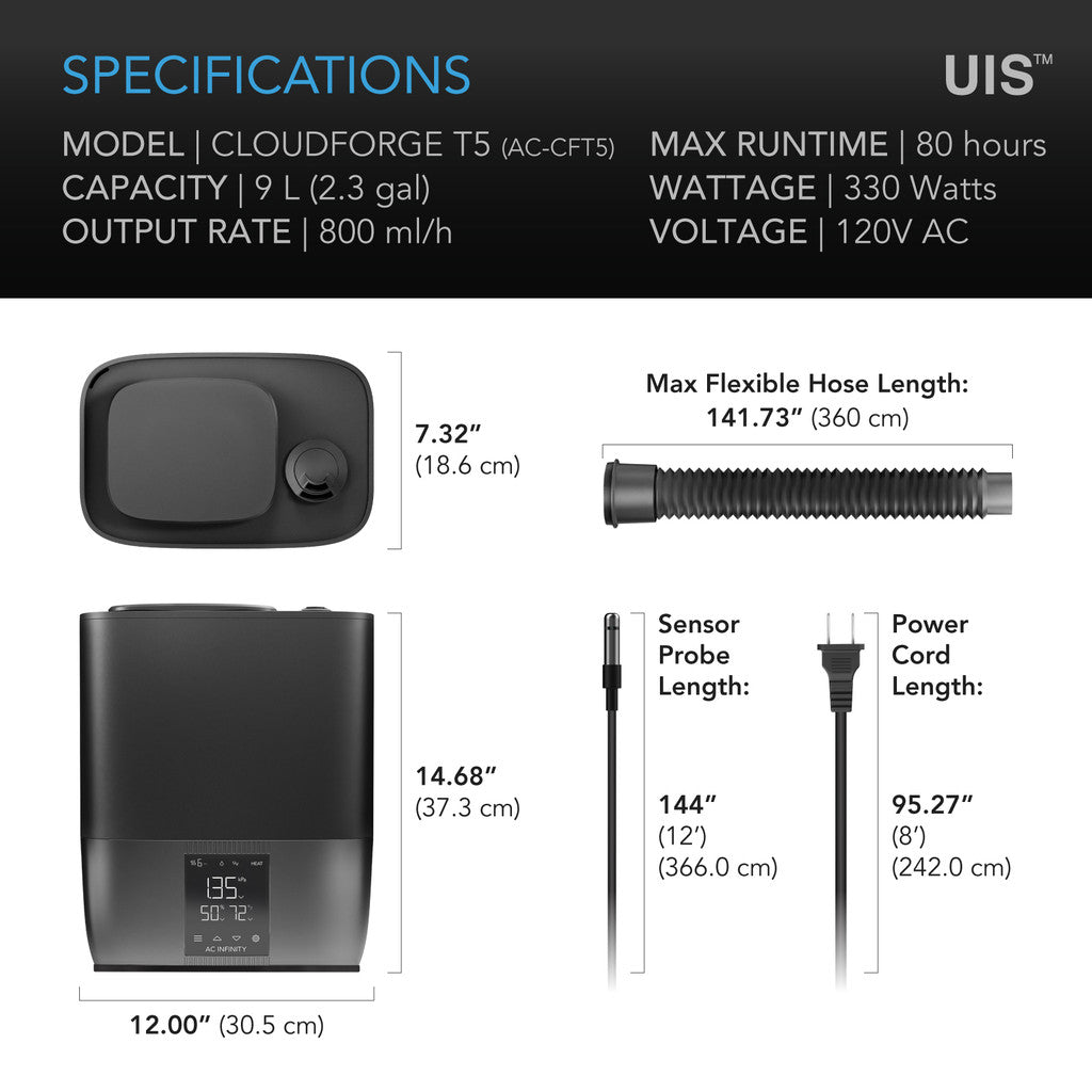 AC Infinity Cloudforge T5 Environmental Plant Humidifier