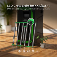 CeresLux Bar X 820W LED grow light for 4x4/5x5ft tents, with built-in dimmer.