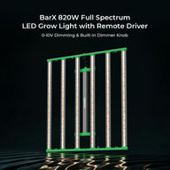 CeresLux BarX 820W LED grow light, full spectrum, remote driver, dimming, dimmer knob.