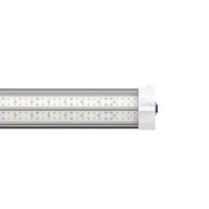 Dual LED grow light with dual rows of white and orange LEDs for deep plant growth.