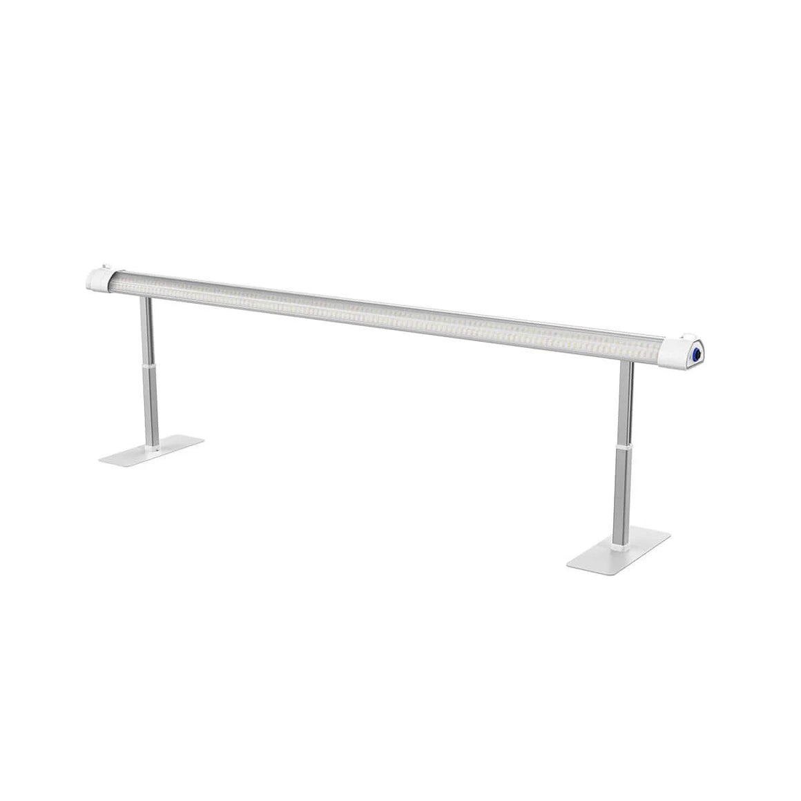 CeresLux DeepGrow Dual 145W LED grow light, under canopy design, aluminum bar, adjustable stands, white background.