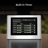 CeresLux WB01 LED Grow Light Controller with built-in timer displaying channel power and PPF settings.