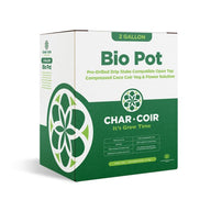 Char Coir Bio Pot: 2-gallon compressed coco coir for plants, drip stake compatible, pH 6.0-6.5.