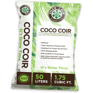 Char.Coir Coco Coir bag, green palm leaves, with text 