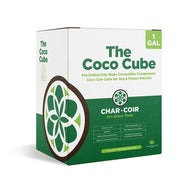 Char Coir The Coco Cube: 1 gallon compressed coco coir with drip stake holes for veg and flower.