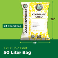 Bag of Char Coir Organic Coco growing medium with text 