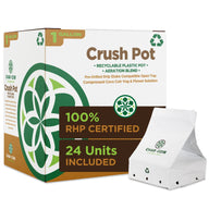 Char-Coir Crush Pot 1-gallon packaging box with a single white crush pot.