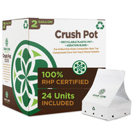 Char-Coir 2-gallon Crush Pot box with 24 units of compressed coco coir grow bags.