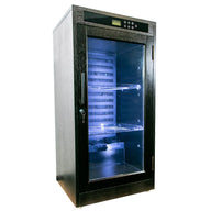 Black Series humidor with glass door, digital display, and interior lighting.
