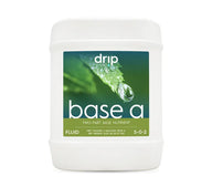 White jug of Drip Hydro Base A two-part base nutrient fluid, 5 gallons (5-0-2).