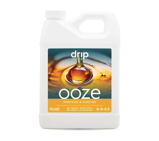 Drip Hydro Ooze Sweetener & Enricher fluid in a white quart jug.