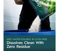 A bag of Drip Hydro powder being poured into a blue tub, text reads 