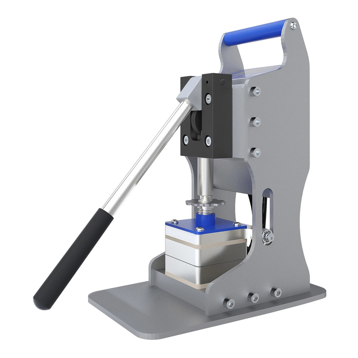 Dulytek M2 2-Ton manual rosin press with blue handle, silver lever, and base.