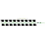 EASYFEED 18 Pot 2 Row 16L Kit for hydroponics. Shows 18 black plant pots in two rows with green irrigation lines.