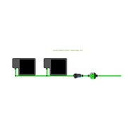 EASYFEED 2 POT 1 ROW 22L KIT irrigation system: two dark square pots, green tubing, and black connectors.