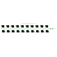 Diagram of an EASYFEED 20 Pot, 2 Row, 30L irrigation kit showing 20 black pots connected by green lines.