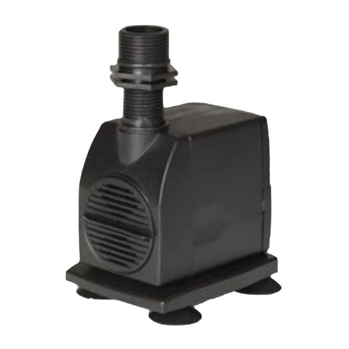 Black EZ-CLONE 320GPH mag drive water pump with threaded output, grated intake, and suction cup feet.