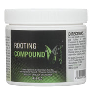 White 4 fl oz EZ-Clone Rooting Compound jar with a green and black label showing product name, ingredients, and directions.