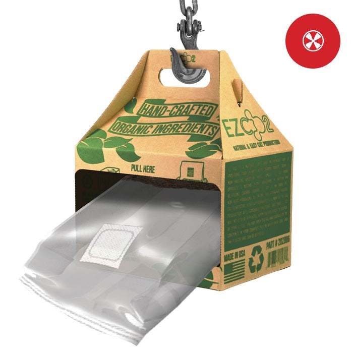 EZCO2 mushroom bag, hand-crafted organic ingredients, natural & easy CO2 production.