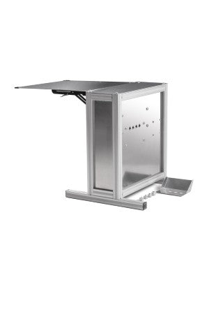 EZ Trim Bud Bucker Mini: a metal bud stripping machine with a folding table and debris tray.