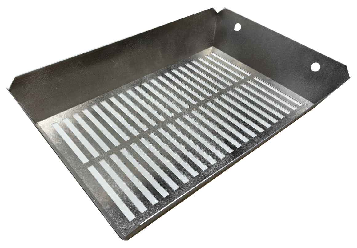 XL Stainless steel bud shaker box with slotted lid and two circular holes on sides.