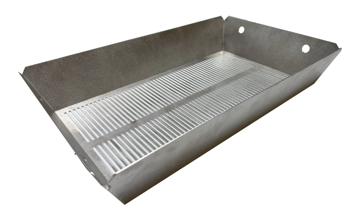 Stainless steel XL bud shaker box with a slatted tray and two holes in the lid.