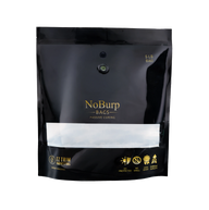 Black 5lb NoBurp Bags for passive curing with humidity sensor and product icons.