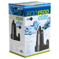 EcoPlus 1500 Elite submersible pump box, showing pump and specs.