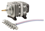 EcoPlus 18W Commercial Air Pump with 6-outlet manifold and flexible tubing.