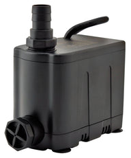 Black EcoPlus 585 GPH convertible water pump with bottom and top outlets.