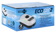 EcoPlus EcoAir2 adjustable air pump box with pump image, specifications, and features.