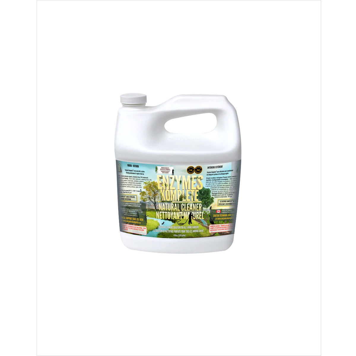 Enzymes Komplete Natural Cleaner 4L jug with nature scene label.