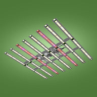 Professional LED grow light fixture featuring 8 white and 4 far-red bars, ideal for plant growth, against a green backdrop.