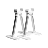 Two Faven brand adjustable light stands with white bases and silver poles, designed for under-canopy lighting.