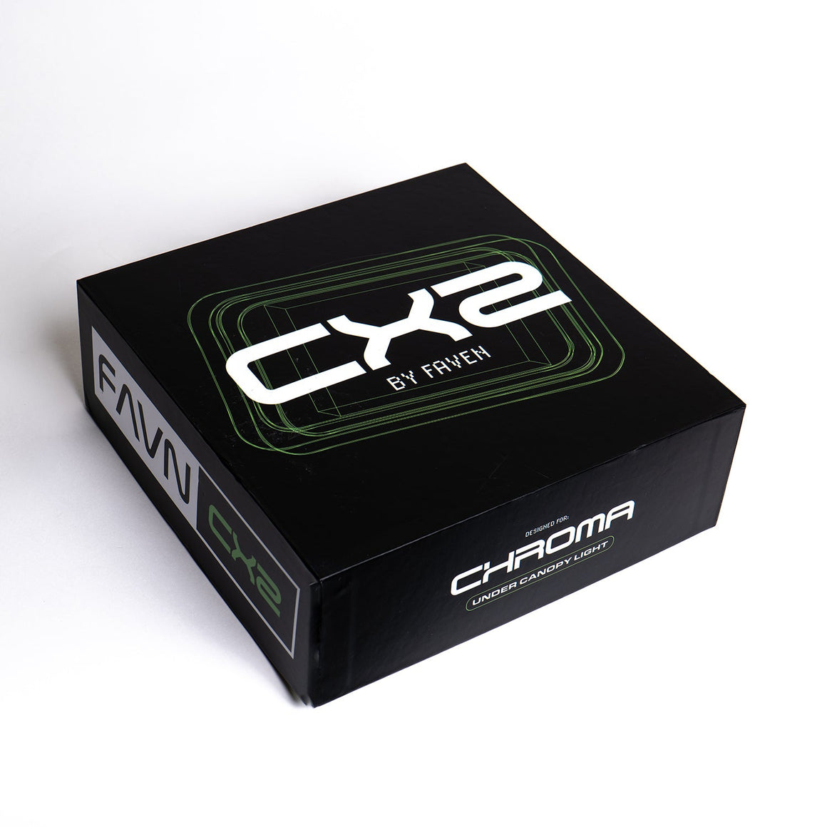 Black Faven Chroma CX2 controller box with white text and green accents.