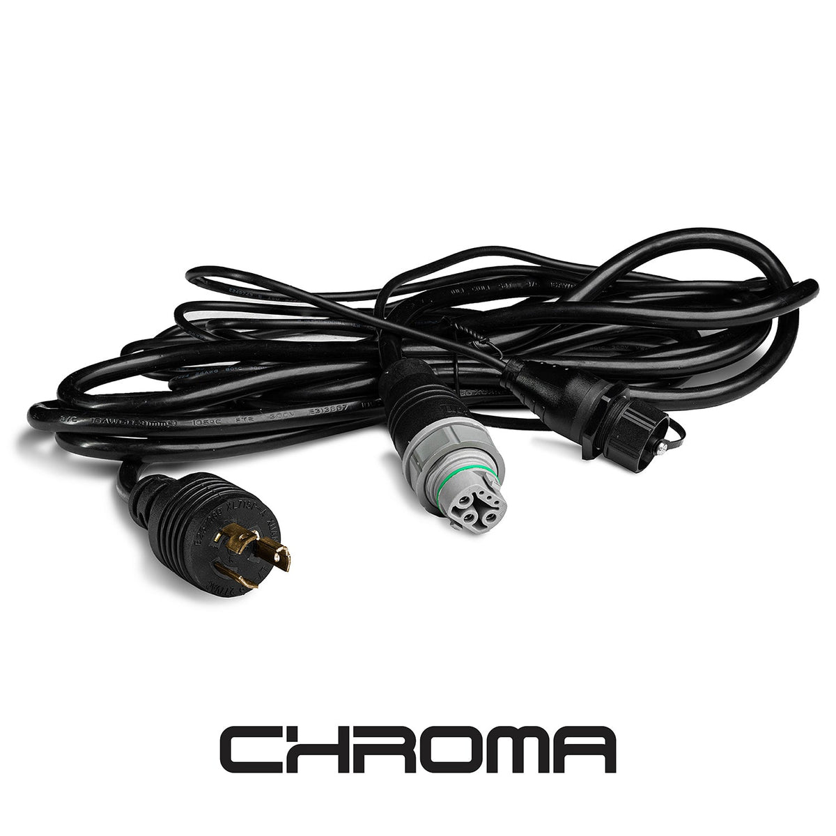Chroma power cord with 3-pin connector and NEMA plug.