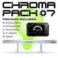 Chroma Pro Pack by Faven: 8 lights, CX2 controller, cords, jumpers, and stands.