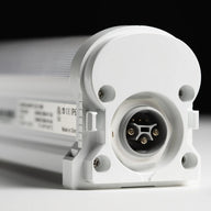 White waterproof light fixture with a multi-pin connector and CE IP6 rating.