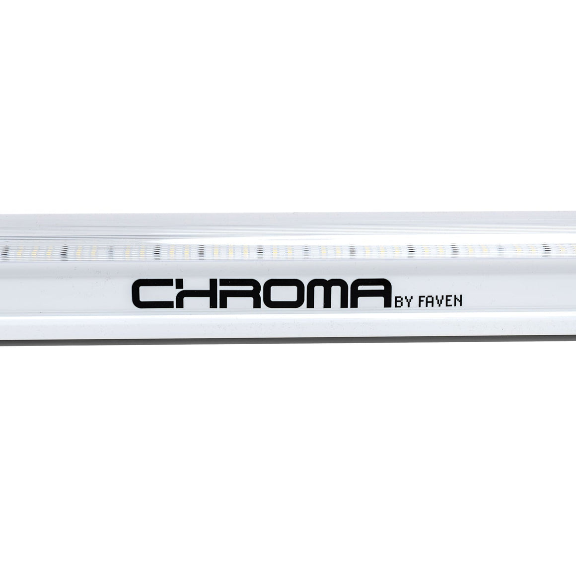 White LED light bar with "CHROMA BY FAVEN" logo, featuring a row of small LEDs.