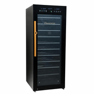 Black Flavorwise smart drying and curing cabinet with glass door, orange handle, and digital display.