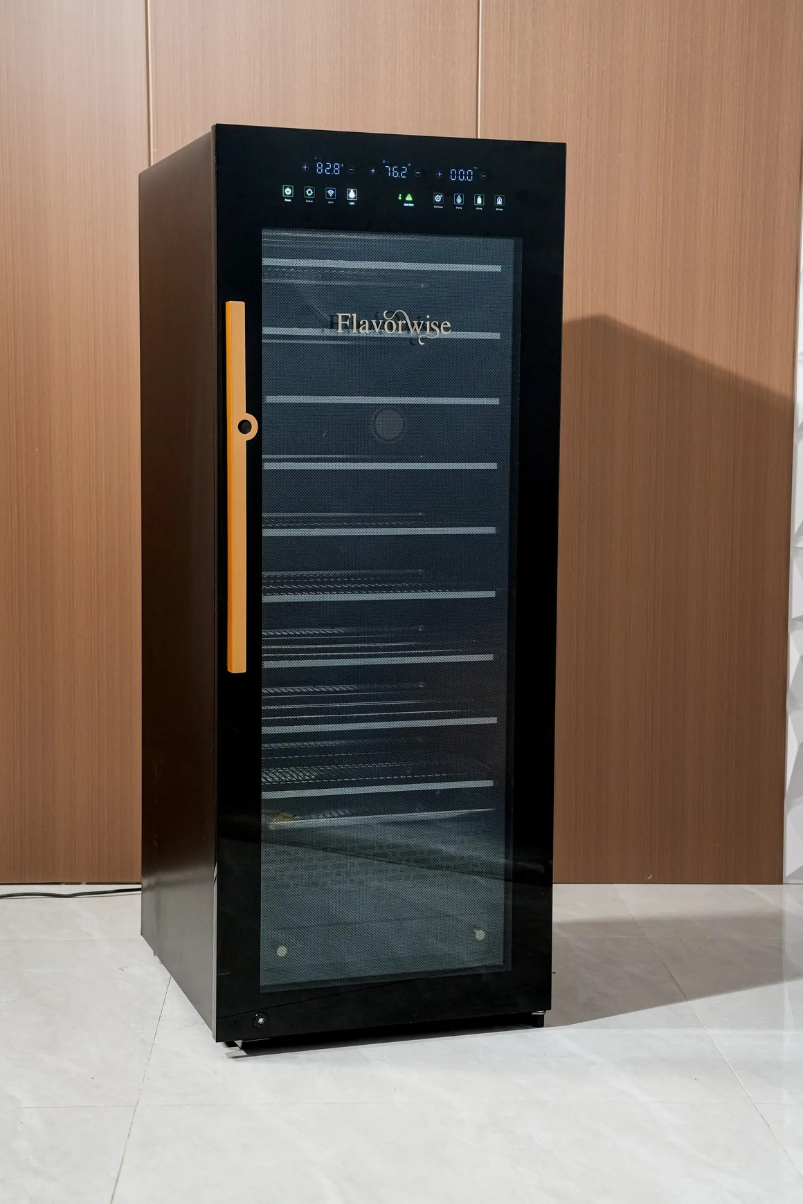 Black Flavorwise Smart Drying & Curing Cabinet with orange handle and digital display.