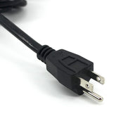 Close-up of a black FloraFlex 120V LED light power cord with a 3-prong NEMA 5-15P plug on white.